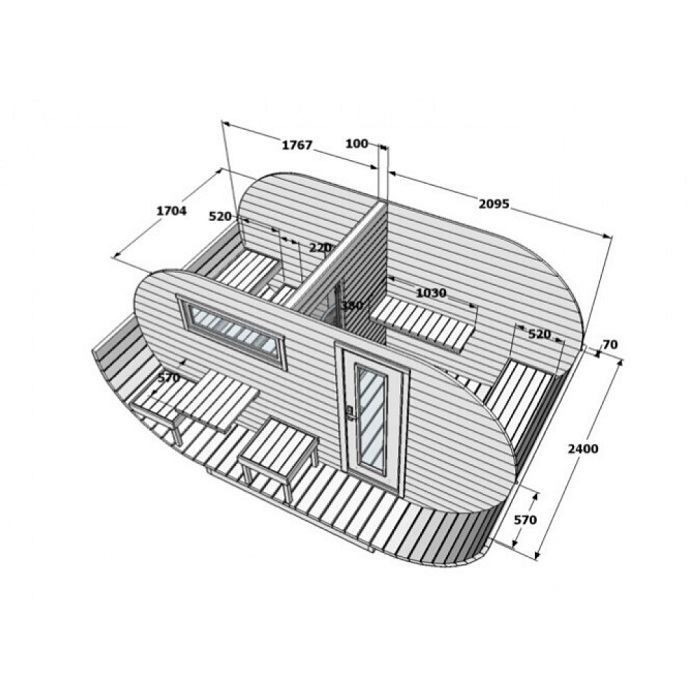 Външна сглобяема сауна oval 400 x 240 см | eu